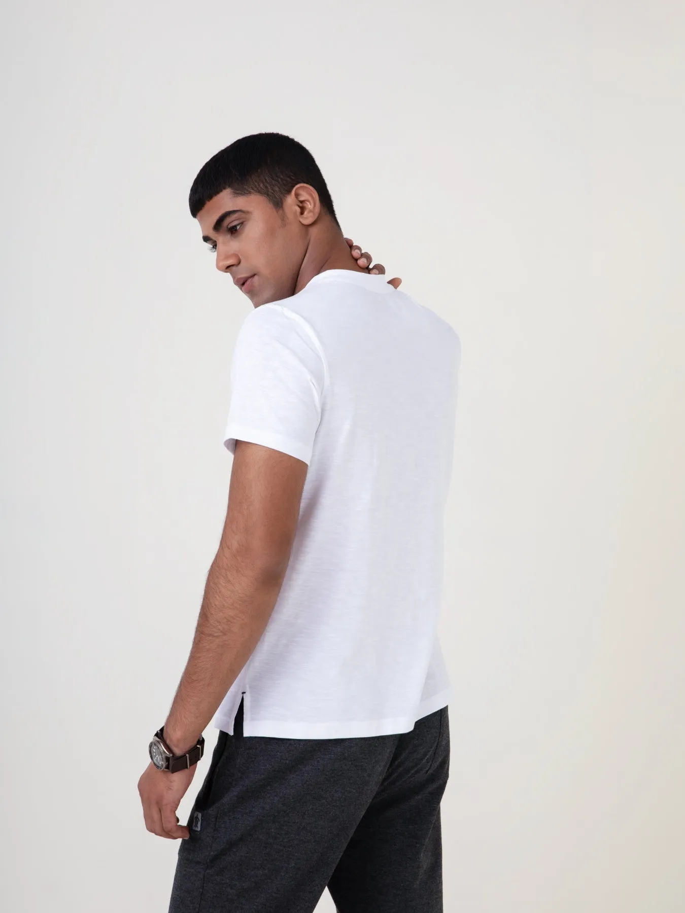 Black & White Henley Men's T-Shirt (Pack of 2)
