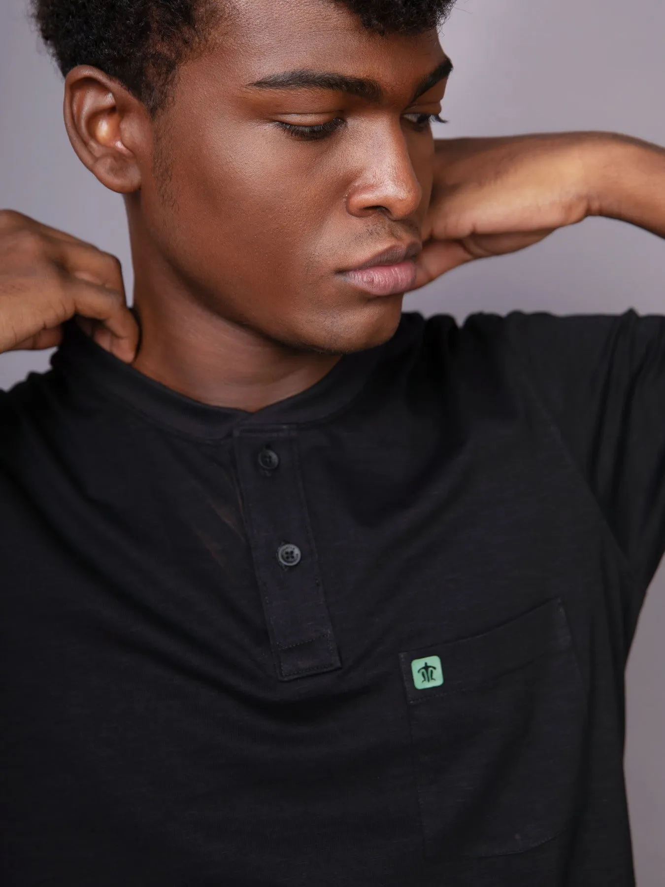 Black & White Henley Men's T-Shirt (Pack of 2)