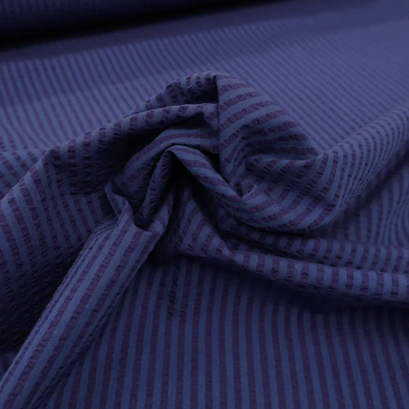 Dressmaking Cotton Seersucker - Blue - Two Tone